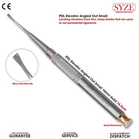 Dental PDL Surgical Implant Elevators Angled Out 10mm Solid 16.5cm