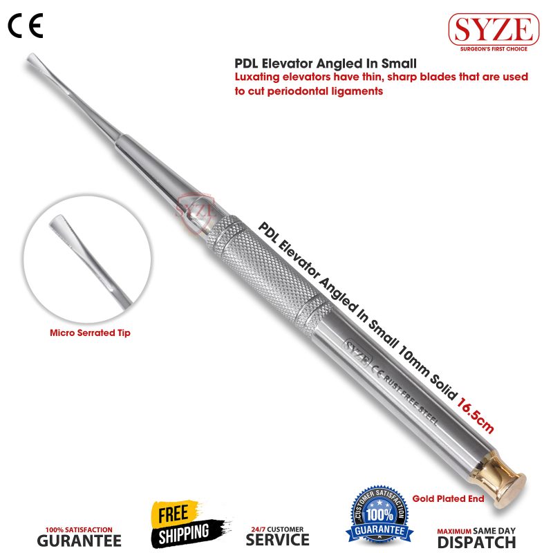 Root Extracting Serrated PDL Elevators Curved Implant Dental Instruments 10mm Solid 16.5cm
