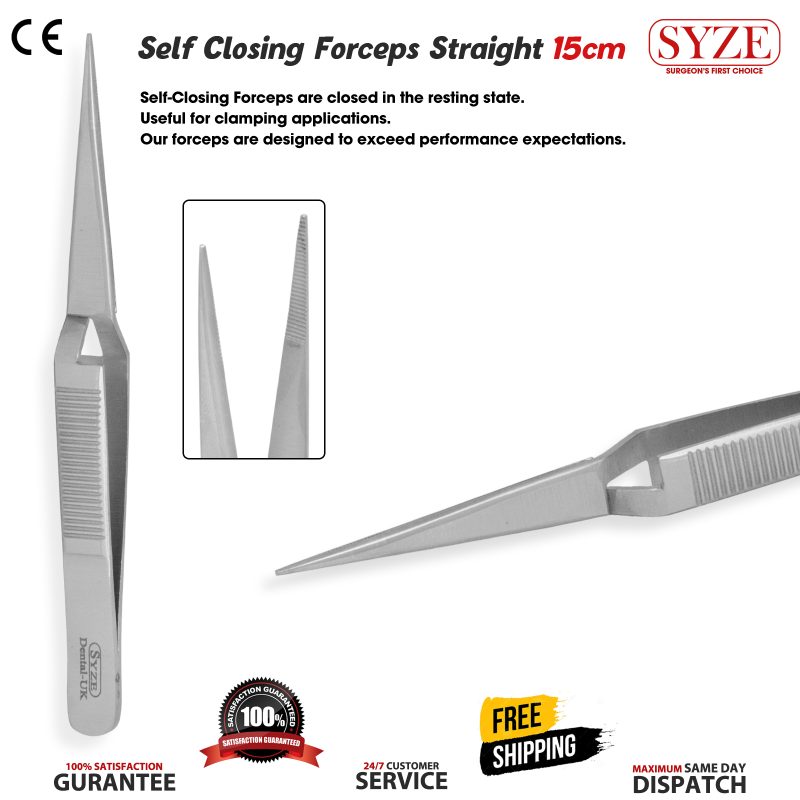 Self Closing Forceps Straight 15cm