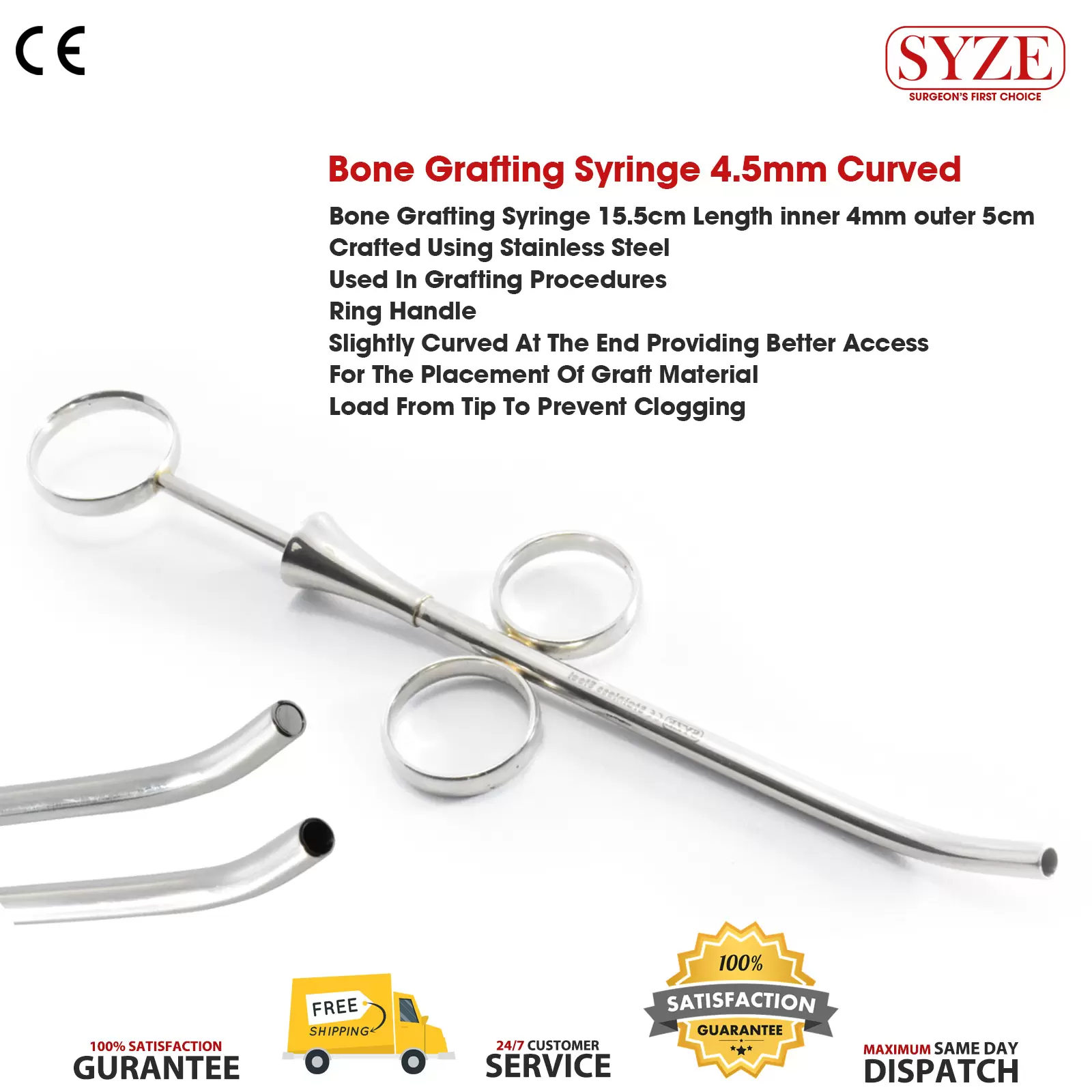 Bone Grafting Syringe Curved