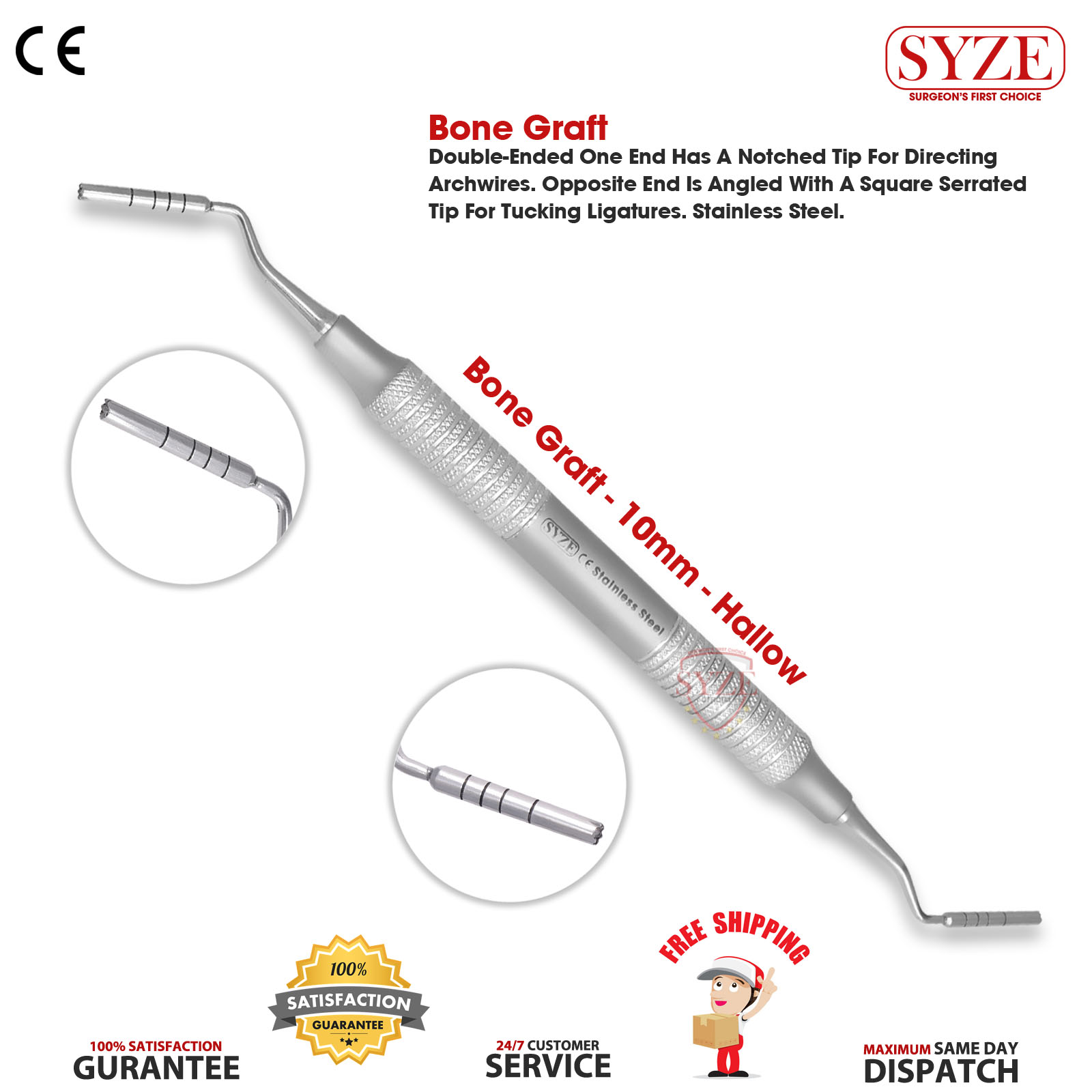 1 (2) Bone Graft - 10mm - Hallow