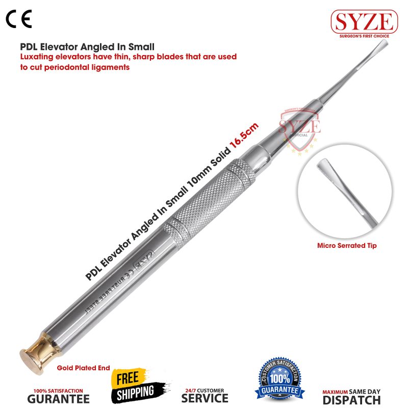 Root Extracting Serrated PDL Elevators Curved Implant Dental Instruments 10mm Solid 16.5cm