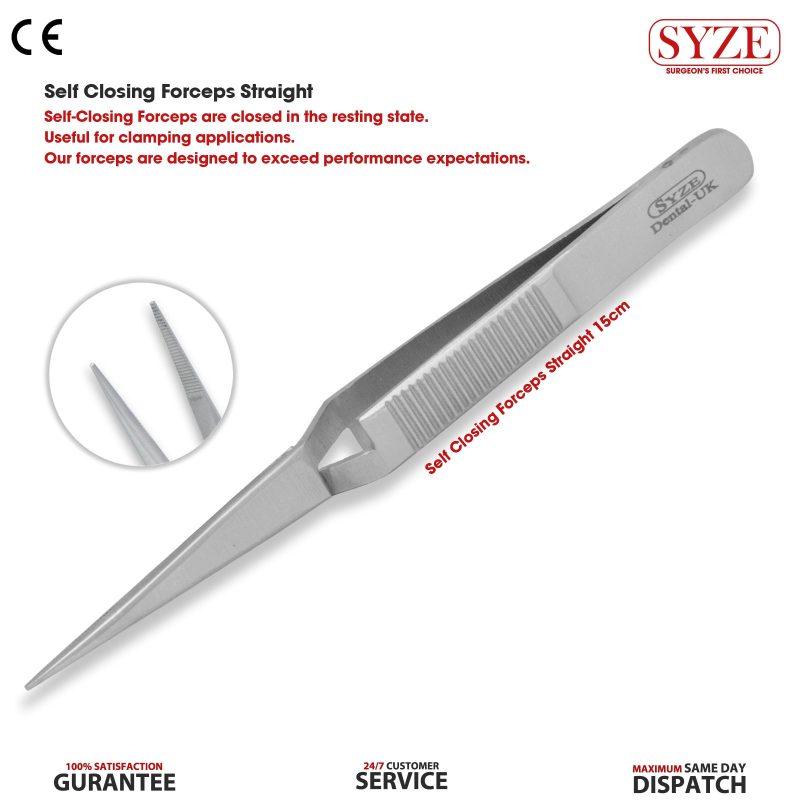 Self Closing Forceps Straight 15cm