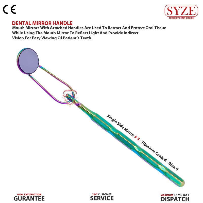 Single Sided mouth Mirror No 5 - Titanium Coated