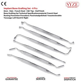 Implant Bone Grafting Set - 6 Pcs - 8mm - French Steel