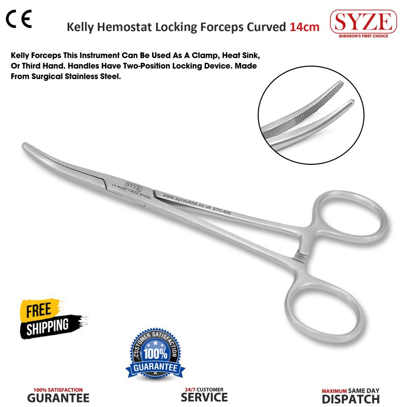 Kelly Hemostat Locking Forceps Curved 14 cm