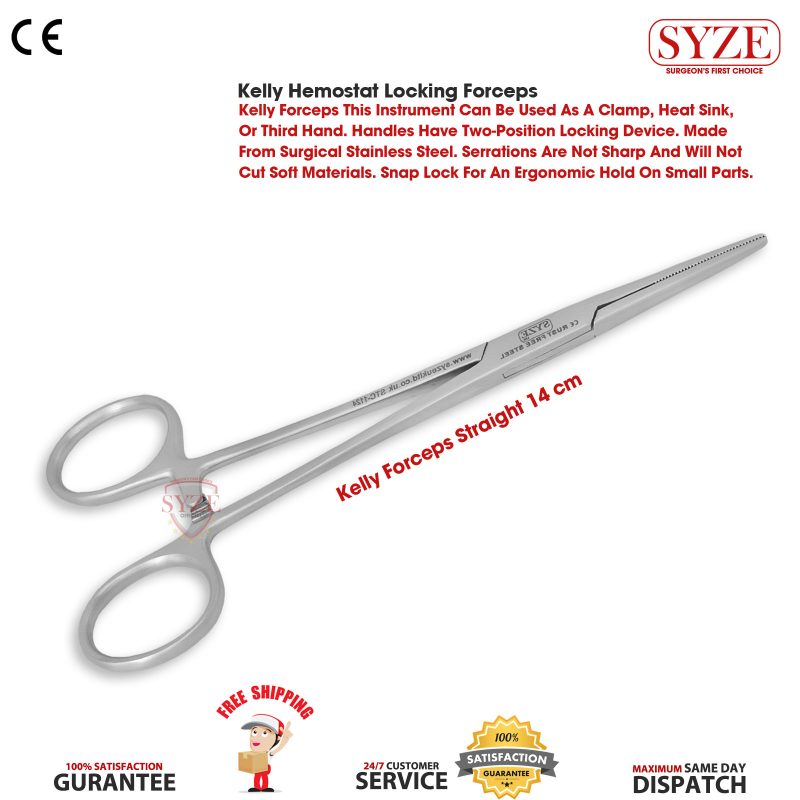 Kelly Hemostat Locking Forceps Straight 16cm
