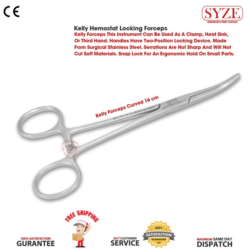 Kelly Hemostat Locking Forceps Curved 16cm