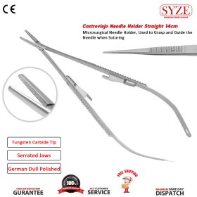 Castroviejo Needle Holders Straight 14cm Serrated Tip