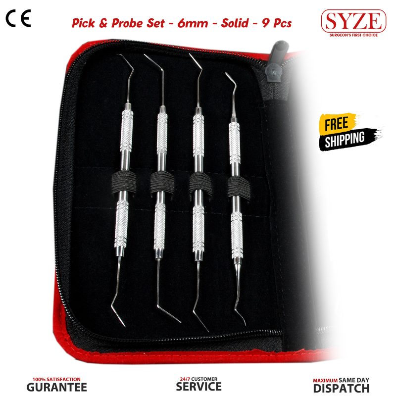Pick & Probe Set - 6mm - Solid - 9 Pcs - Pouch Pack
