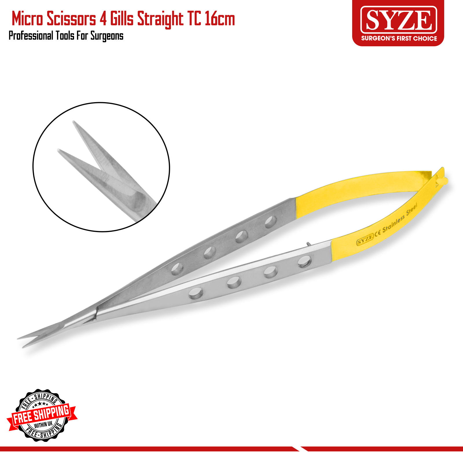 Castroviejo 4 Gills Spring Scissors TC 16CM - Precision Noyes Microsurgical Tool.jpg 4 Gills Micro Scissor TC