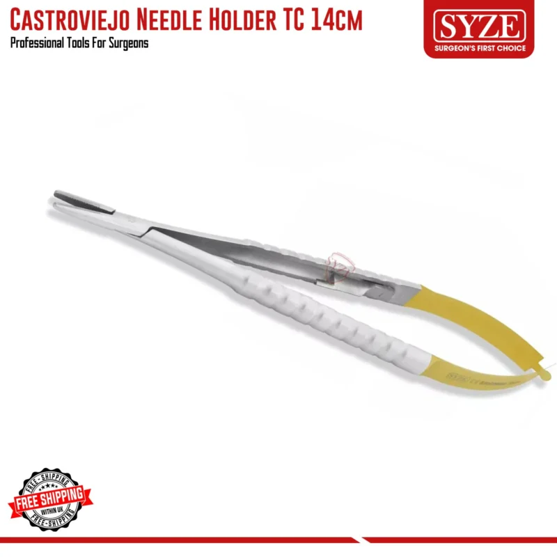 Castroviejo needle holder TC Straight round handle