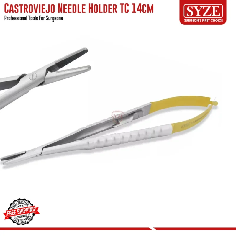 Castroviejo needle holder TC Straight round handle