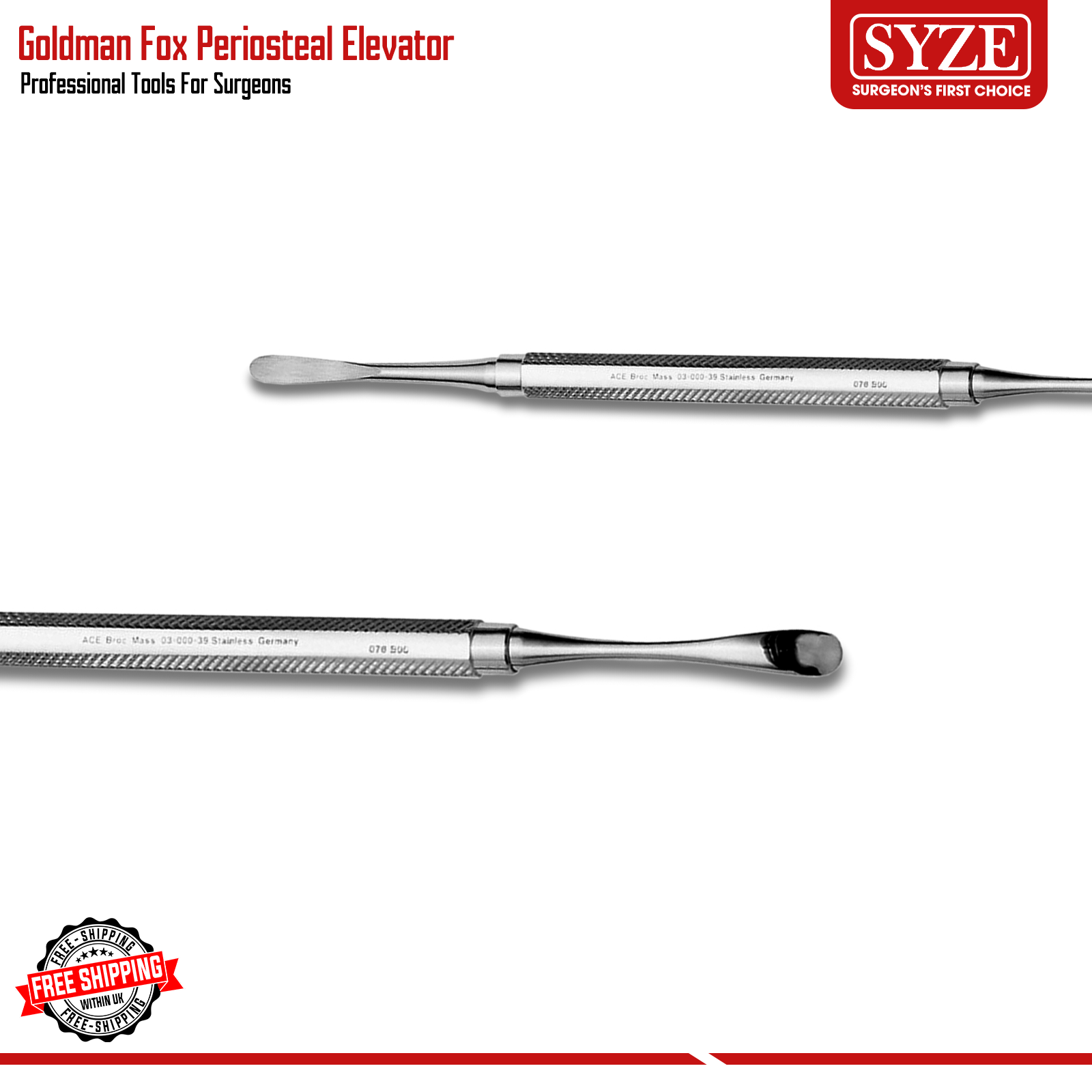 Goldman Fox Periosteal Elevator 6mm Surgical Instruments Syze UK LTD