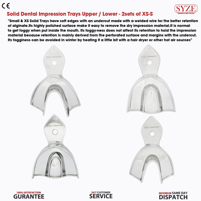 Solid Impression Trays Upper/Lower 2 Sets X-Small