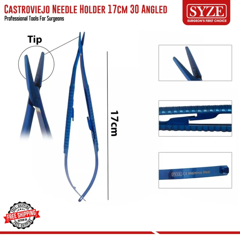 30°Angled Micro Needle Holder TC 17cm