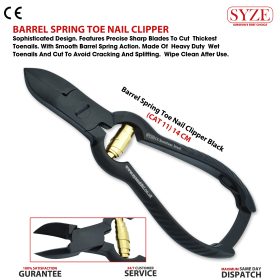 Barrel Spring Toe Nail Clipper Black & Gold 14cm