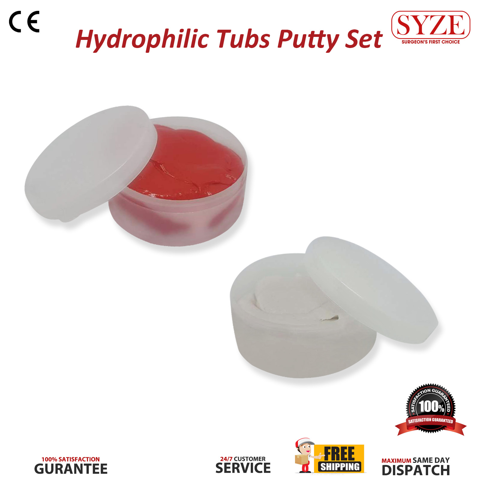 gdd Dental Impression Putty Red 25G / White 25G Tubs