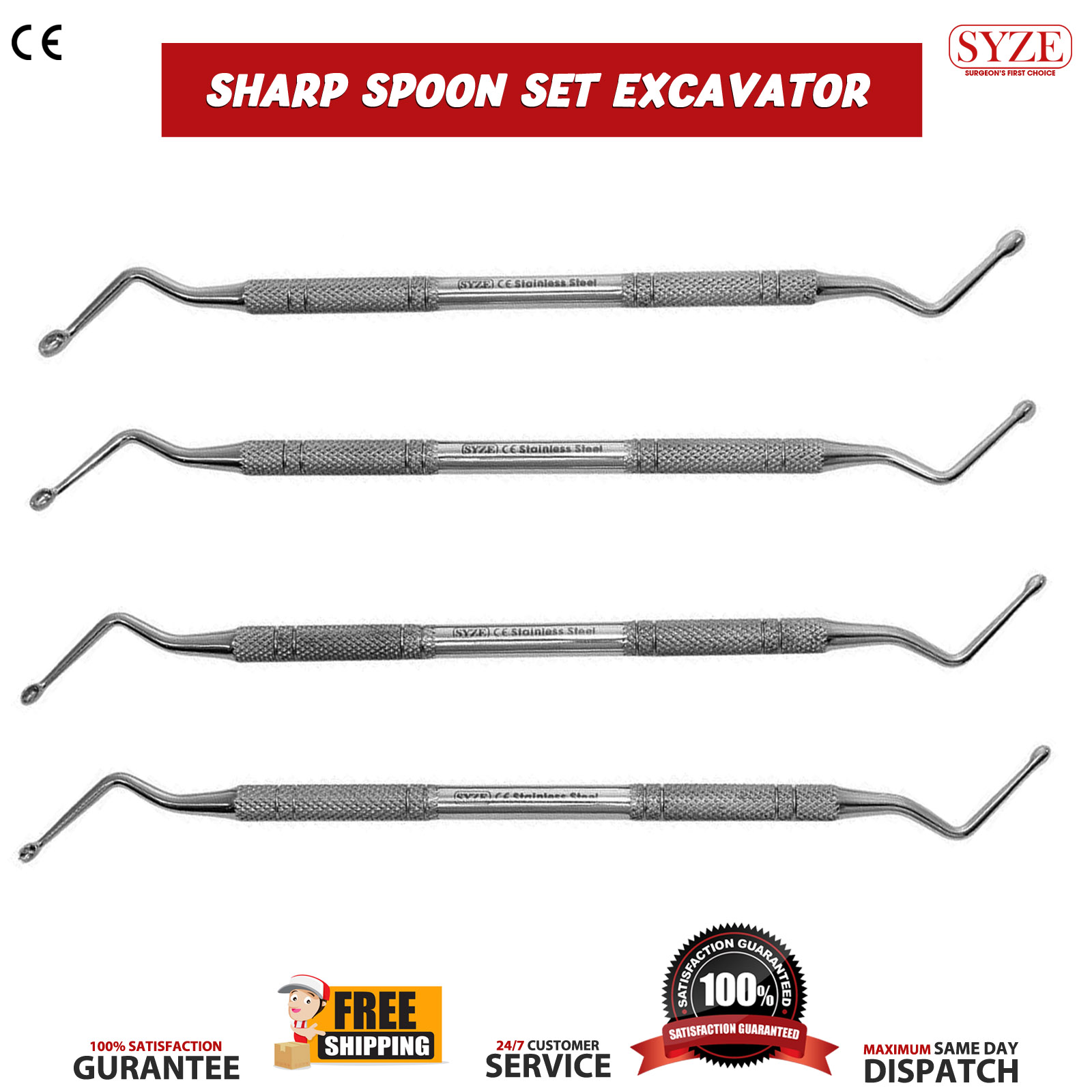 jrg Sharp Spoon Double Ended Scalar 4pcs Set