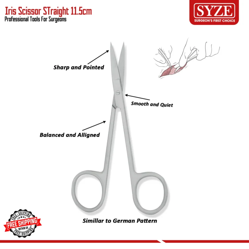 Iris Trimming Scissors Straight 11.5cm Dental Surgical Gum